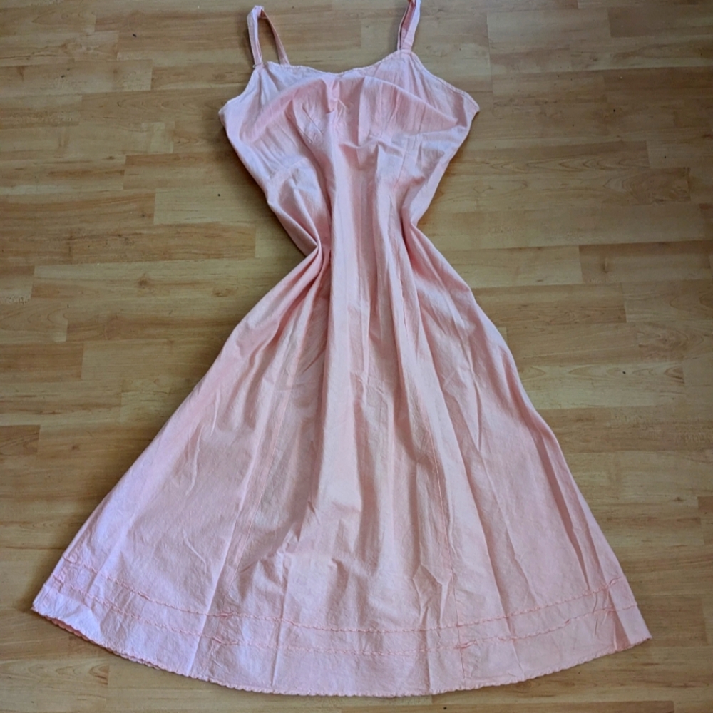 SOLD Sheer Necessity by Wonder Maid Vintage Pink Cotton Slip Dress 1940s